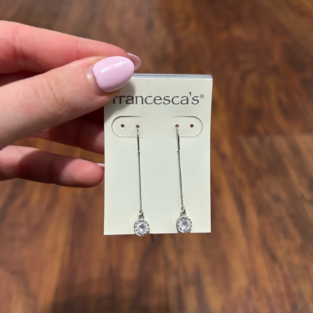 Francesca's Collections Silver Drop Chain Earrings